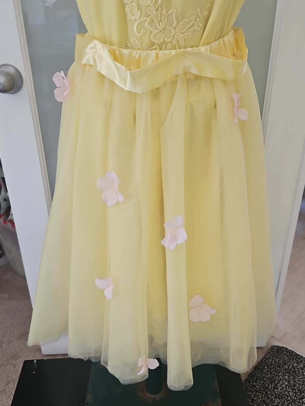 Belle Inspired Costume Set Ucycled Yellow Chiffon Midi Gown Size L - Picture 12 of 14